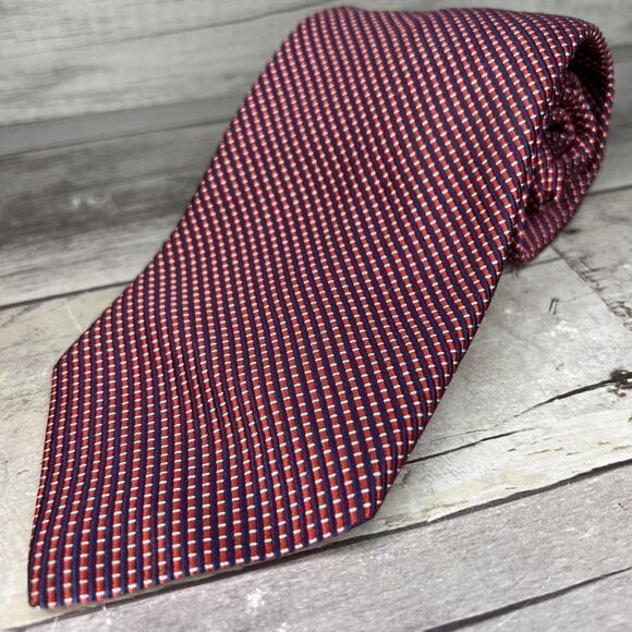 Brooks Brothers Basics Navy Blue Red Striped 100% Silk Necktie Made in USA - Picture 1 of 7
